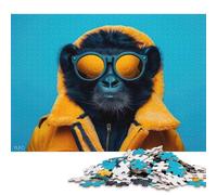 500 Piece Cool Monkey with Glasses Square Puzzles for Adults, Wooden Puzzles Toy Wall Decor 500pcs (52x38cm)