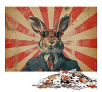 500 Piece Cool Rabbit in Sunglasses Puzzles for Adults Wooden Puzzles Educational Games For Kids 500pcs (52x38cm)