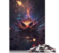 500 Piece Cosmic Bloom Black Lotus Square Jigsaw Puzzles for Adults, Wooden Puzzles Educational Game for Children 500pcs (52x38cm)