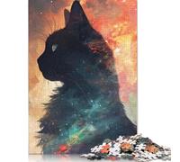500 Piece Cosmic Cat Silhouette Jigsaw Puzzles for Adult Teenagers Puzzles for Adults & Teenager Family Fun Jigsaws Puzzles 500pcs (52x38cm)