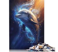 500 Piece Cosmic Celestial Dolphin Square Jigsaw Puzzles for Adults, Wooden Puzzles Learning Educational Toy 500pcs (52x38cm)
