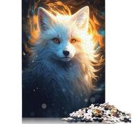 500 Piece Cosmic Celestial White Fox Creative Square Jigsaw Puzzles for Adults And Wooden Puzzles Educational Game for Adult 500pcs (52x38cm)
