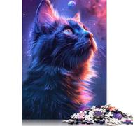 500 Piece Cosmic Kitty Nebula Gazing Jigsaw Puzzlesfor Adults Teenagers Puzzle for Adults Secret Santa Gifts 500pcs (52x38cm)
