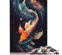 500 Piece Cosmic Koi Jigsaw Square Puzzle for Adults & Wooden Puzzles Educational Game Challenge Toy 500pcs (52x38cm)