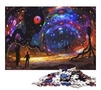 500 Piece Cosmic Landscape with Silhouettes Adult Jigsaw Puzzle Puzzle Jigsaws for Adults Teenagers Age 12+ 500pcs (52x38cm)