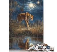 500 Piece Cougar by The Water Jigsaw Puzzles for Adult Teenagers Wooden Puzzle for Adults And Teenager Puzzle for Adults And Teenager 500pcs (52x38cm)