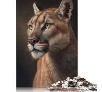 500 Piece Cougar Portrait on Dark Square Puzzles for Adults And Wooden Puzzles Family Activity 500pcs (52x38cm)