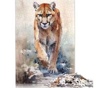 500 Piece Cougar Watercolor Jigsaw Puzzles for Adult Teenagers Puzzle Jigsaws for Adults Jigsaw Puzzles for Adults 500pcs (52x38cm)