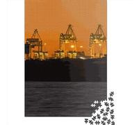 500 Piece Cranes Working in The Bay Jigsaw Puzzles, for Adults & Wooden Puzzles Educational Games For Kids 500pcs (52x38cm)