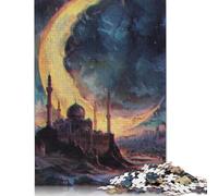 500 Piece Crescent Moon of Ramadan Creative Square Jigsaw Puzzles for Adults And Wooden Puzzles Educational Game for Adult 500pcs (52x38cm)