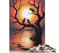 500 Piece Crows on A Tree at Sunset Jigsaw Puzzles for Adults Puzzle Jigsaws for Adults& Teenagers Age 12 Years Up 500pcs (52x38cm) <