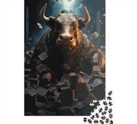 500 Piece Crypto Bull Cash Money Creative Square Jigsaw Puzzles for Adults & Wooden Puzzles Educational Toys 500pcs (52x38cm)