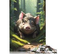 500 Piece 'Curious Piglet in The Wood Puzzles for Adults Wooden Puzzles Educational Game for Children As A 500pcs (52x38cm)