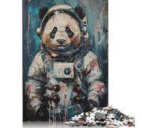 500 Piece Cute Astronaut Panda Jigsaws for Adults Wood Puzzle Jigsaws Educational Game Challenge Toy 500pcs (52x38cm)