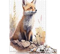 500 Piece Cute Baby Fox Painting Square Jigsaw Puzzles for Adults & Wooden Puzzles Learning Educational Toys Family Games 500pcs (52x38cm)