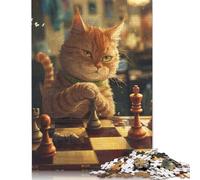 500 Piece Cute Cartoon Chess Cat Puzzles for Adults & Wooden Puzzles Educational Puzzle Family Game 500pcs (52x38cm)