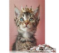 500 Piece Cute Cat Pastel Crown Jigsaws for Adults Wood Puzzle Jigsaws Educational Game Challenge Toy 500pcs (52x38cm)