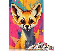 500 Piece Cute Fennec Fox Pop Art Square Puzzles for Adults And Wooden Puzzles Family Activity 500pcs (52x38cm)