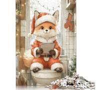 500 Piece Cute Fox in Santa Suit Adult Jigsaw Puzzle Puzzles for Adults Learning Educational Puzzle 500pcs (52x38cm)