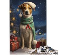 500 Piece Cute Jack Russell Xmas Jigsaw Puzzlesfor Adults Teenagers Puzzles Wooden Puzzles Brain Teaser Puzzle 500pcs (52x38cm)