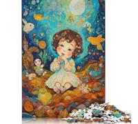 500 Piece Cute Oil Painting Jigsaw Puzzle for Adult Teenagers Wooden Puzzle for Adults And Teenager Brain Teaser Game 500pcs (52x38cm)