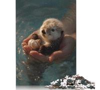 500 Piece Cute Otter Pup in Hands Jigsaw Puzzles for Adults Wooden Puzzles for Adults & Teenager Family Entertainment Toys 500pcs (52x38cm)