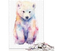 500 Piece 'Cute Pastel Baby Ice Bear Square Puzzle for Adults Wooden Puzzles Educational Puzzle Family Game 500pcs (52x38cm)