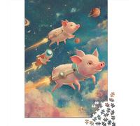 500 Piece Cute Pig Square Puzzle for Adults, Wooden Puzzles Puzzle Hands-on Game 500pcs (52x38cm)