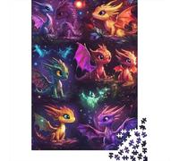 500 Piece Cute Toddler Dragon Jigsaws for Adults Wooden Puzzles for Adults Family Fun Jigsaws Puzzles 500pcs (52x38cm)