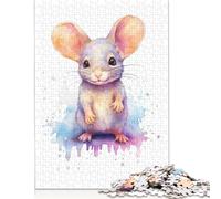 500 Piece 'Cute Watercolor Baby Rat Jigsaw Puzzle for Adults And Teenager Sustainable Puzzle for Adults | Games 500pcs (52x38cm)