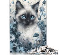 500 Piece Cute Whimsical Siamese Cat Puzzles for Adults Wooden Puzzles Educational Game for Children As A 500pcs (52x38cm)