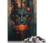 500 Piece Cybernetic Overlord - AI Surrealism & Dystopian Sci-Fi Art Jigsaw Puzzle for Adult Teenagers Puzzle Adult Jigsaw Puzzle Learning Educational Toys 500pcs (52x38cm)