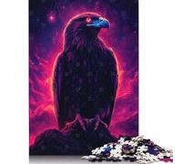 500 Piece Cyberpunk Eagle with Glowing Red Eyes Jigsaw Puzzles for Adult Teenagers Puzzle for Adults And Teenager Jigsaw Puzzles for Adults 500pcs (52x38cm)