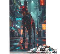 500 Piece Cyberpunk Robotic Dog in Rainy City Jigsaw Puzzlesfor Adults Teenagers Puzzle Adult Jigsaw Puzzle Home Educational Games DIY Toys 500pcs (52x38cm)