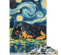 500 Piece Dachshund Puppy Sleeping Jigsaw Puzzlesfor Adults Teenagers Wooden Puzzle Jigsaws for Adults Educational Game Challenge Toy 500pcs (52x38cm)