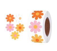 500 Piece Daisy Stickers,Flower Stickers for Kids,Decals Flowers,Flower Sticker for Crafts,4 Patterns,3.8cm/1.5in,1 Roll with 4 Colours,Suitable to Decorate Walls,Calendars,Laptops,Bottles