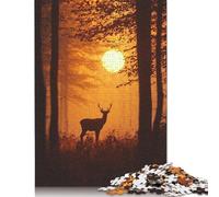 500 Piece Deer Silhouette at Sunset Jigsaw Puzzle for Adults And Teenager Sustainable Puzzle for Adults | Games 500pcs (52x38cm)