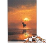 500 Piece Deer Silhouette at Sunset Jigsaw Puzzlesfor Adults Teenagers Puzzles Sustainable Puzzle for Adults | Games 500pcs (52x38cm)