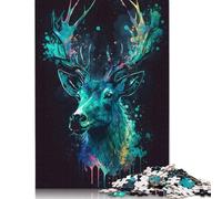 500 Piece DEER Watercolors Puzzles for Wooden Puzzles Educational Game for Adult 500pcs (52x38cm)