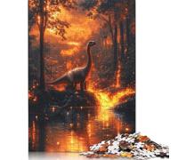 500 Piece Dinosaur in Fire Forest Jigsaw Puzzle for Adult Teenagers Wood Puzzles for Adults Home Decoration Puzzle Toys 500pcs (52x38cm)
