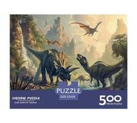 500 Piece Dinosaur World Square Puzzle for Adults Wooden Puzzles Educational Puzzle Family Game 500pcs (52x38cm)