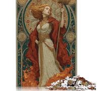 500 Piece Divine Warrior with Flames Square Jigsaw Puzzles for Adults, Wooden Puzzles Educational Game for Children 500pcs (52x38cm)
