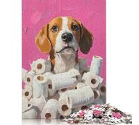 500 Piece Dog in Toilet Paper Painting Beagle Toilet Paper Print Adult Jigsaw Puzzle Puzzles Wooden Puzzles Learning Educational Toy 500pcs (52x38cm)