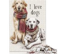 500 Piece Dog Love Duo Creative Square Jigsaw Puzzles for Adults & Wooden Puzzles Stress Relief Puzzle Games And Unique 500pcs (52x38cm)