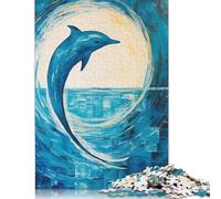 500 Piece Dolphin Abstract Sea Jigsaw Puzzlesfor Adults Teenagers Wooden Puzzle Jigsaws for Adults Educational Game Challenge Toy 500pcs (52x38cm)