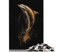500 Piece Dolphin Gold Dark Jigsaw Puzzles for Adults Puzzle Jigsaws for Adults& Teenagers Age 12 Years Up 500pcs (52x38cm) <