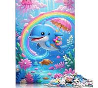 500 Piece Dolphin Puzzles for Wooden Puzzles Educational Game for Adult 500pcs (52x38cm)