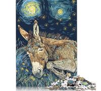 500 Piece Donkey Sleeping Under Starry Night Sky Jigsaw Puzzle for Adult Teenagers Wooden Puzzles for Adults Family Activity Jigsaw Puzzles 500pcs (52x38cm)
