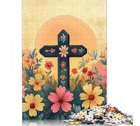 500 Piece Easter Cross Adult Puzzles Wooden Puzzle for Adults Educational Game Challenge Toy 500pcs (52x38cm)