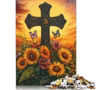 500 Piece Easter Cross Jigsaw Puzzle for Adult Teenagers Wooden Puzzle Christmas Eve Gifts 500pcs (52x38cm)
